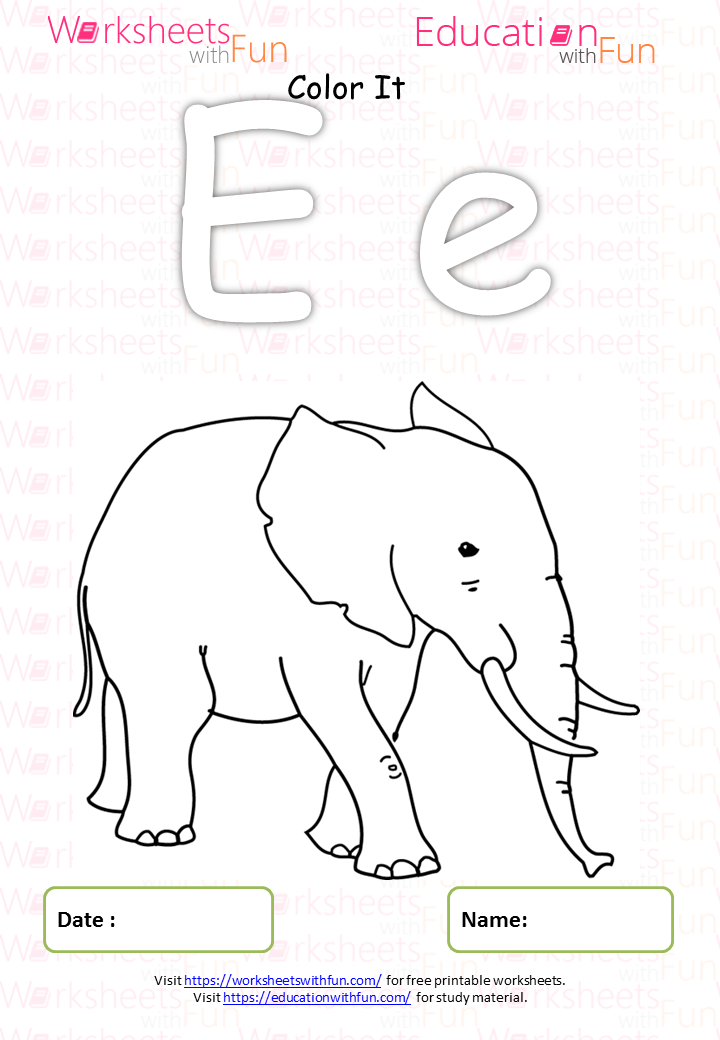 English - Preschool: Letter 'E' - Coloring Page